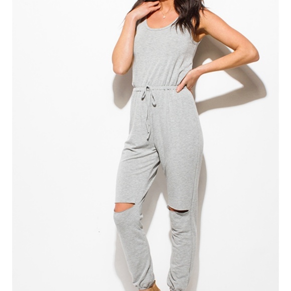 H. Grey Cut Out Jumpsuit - Picture 2 of 4